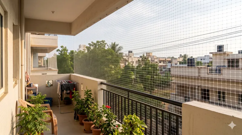 Residential apartments in Coimbatore where pigeon safety nets are installed